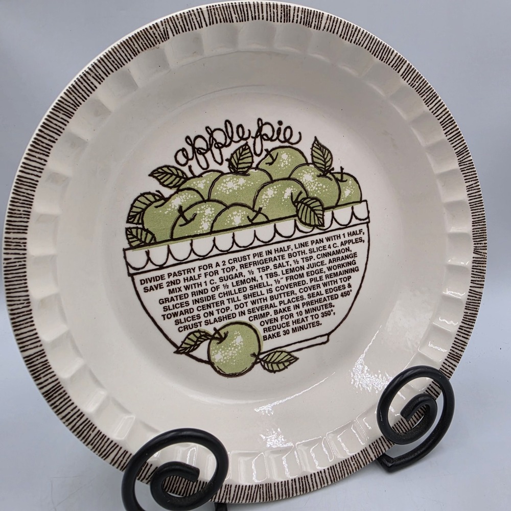 Vintage Royal China Jeannette 11" Deep Dish Apple Pie Recipe Pie Plate USA New